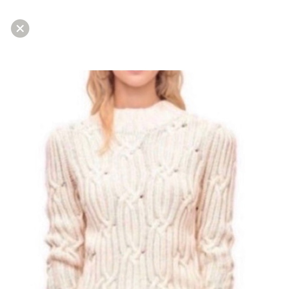 Rebecca Taylor La Vie cream cable knit sweater size medium cotton wool